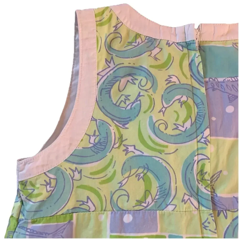 Vintage Lilly Pulitzer Ocean Coastal Patchwork A-Line Shift Dress Size 6X Resort